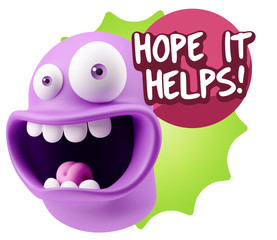 3d Illustration Laughing Character Emoji Expression saying Hope
