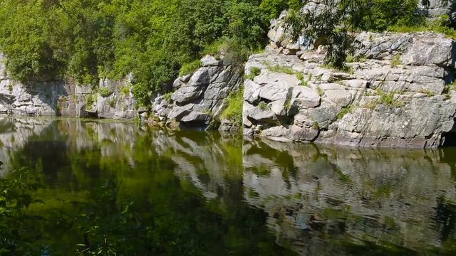 Buky Canyon Waterfall, Ukrainian Falls, Beautiful Fall. Beautiful nature of Ukraine, Buksky waterfall, buky canyon. Active leisure Places in Ukraine.