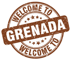 welcome to Grenada brown round vintage stamp