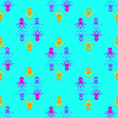 Vector octopus background in violet, blue and orange colors