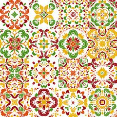 Mexican stylized talavera tiles seamless pattern. Background for design and fashion. Arabic, Indian patterns