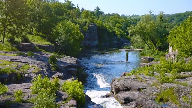Buki Canyon Waterfall, Ukrainian Falls, Beautiful Fall. Beautiful nature of Ukraine, Buksky waterfall, buky canyon. Active leisure Places in Ukraine.