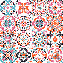 Mexicaanse gestileerde talavera tegels naadloos patroon. Achtergrond voor design en mode. Arabische, Indiase patronen