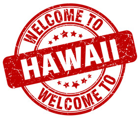 welcome to Hawaii red round vintage stamp