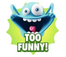 3d Rendering Smile Character Emoticon Expression saying Very Fun