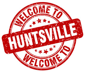 welcome to Huntsville red round vintage stamp