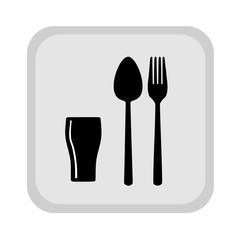 Sign with spoon, fork and glass  - vector illustration. 
