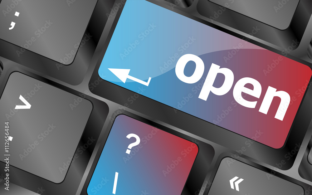 Poster open button on the computer keyboard vector , keyboard keys, keyboard button