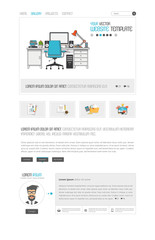 Clean Flat White Website Template. Vector illustration.

