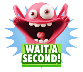 3d Illustration Laughing Character Emoji Expression saying Wait