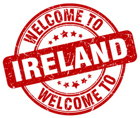 welcome to Ireland red round vintage stamp