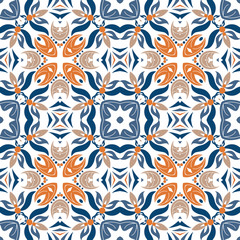 Mexican stylized talavera tiles seamless pattern. Background for design and fashion. Arabic, Indian patterns