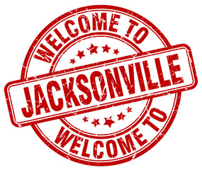 welcome to Jacksonville red round vintage stamp