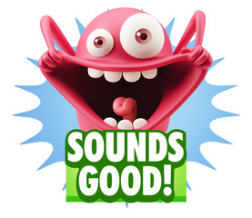 3d Illustration Laughing Character Emoji Expression saying Sound