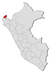 Fototapeta premium Map - Peru, Tumbes