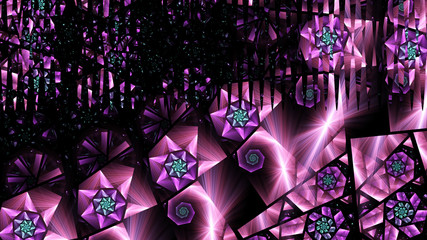Radiance of the starry sky. Glitter luxury diamond. 3D illustration. Sacred geometry. Mysterious psychedelic relaxation wallpaper. Fractal abstract pattern.