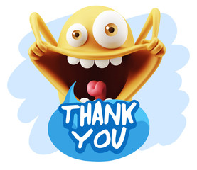 3d Illustration Laughing Character Emoji Expression saying Thank