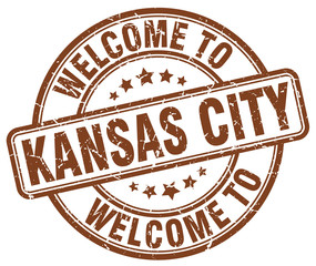 welcome to Kansas City brown round vintage stamp