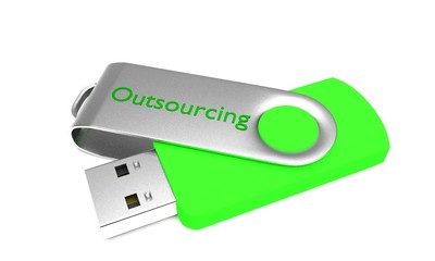 Outsourcing 3D flash disc USB illustration