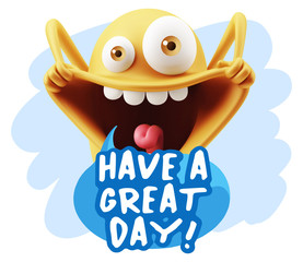 3d Rendering Smile Character Emoticon Expression saying Have A G