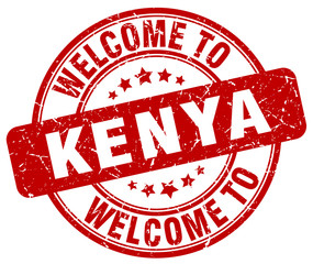 welcome to Kenya red round vintage stamp