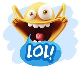 Obraz premium 3d Illustration Laughing Character Emoji Expression saying Lol w