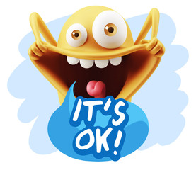 3d Illustration Laughing Character Emoji Expression saying It's