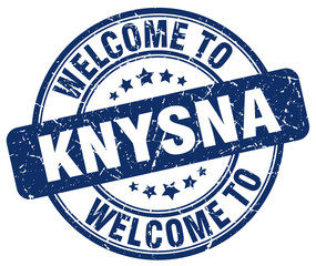 welcome to Knysna blue round vintage stamp