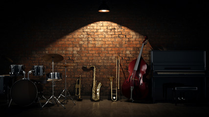 Naklejka premium music instruments. 3D Rendering