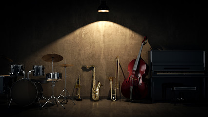 Obraz premium music instruments. 3D Rendering