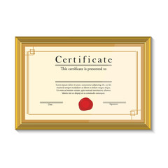 Certificate in golden frame