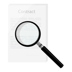 Contract with magnifying glass