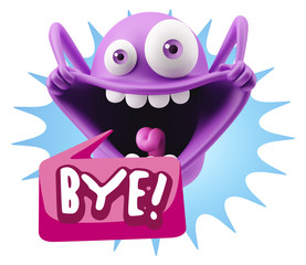 3d Illustration Laughing Character Emoji Expression saying Bye w