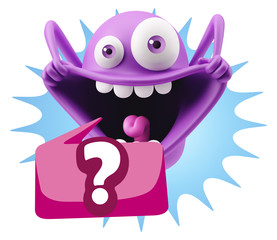 3d Illustration Laughing Character Emoji Expression saying ? wit