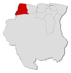 Map - Suriname, Nickerie