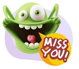3d Illustration Laughing Character Emoji Expression saying Miss