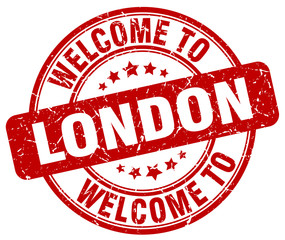 welcome to London red round vintage stamp