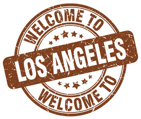 welcome to Los Angeles brown round vintage stamp