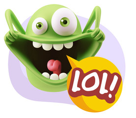 3d Illustration Laughing Character Emoji Expression saying Lol w