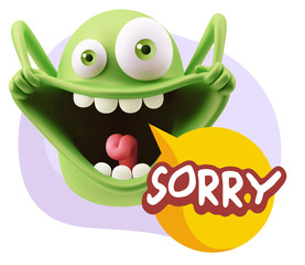 3d Illustration Laughing Character Emoji Expression saying Sorry