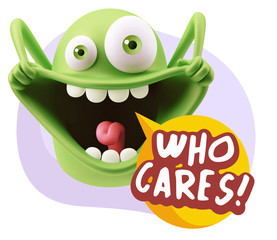 3d Illustration Laughing Character Emoji Expression saying Who C