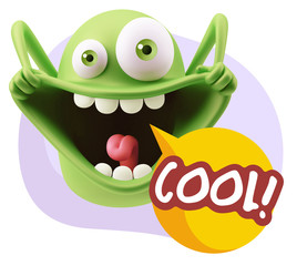 3d Illustration Laughing Character Emoji Expression saying Cool