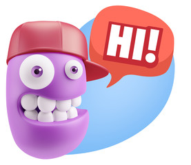 3d Illustration Laughing Character Emoji Expression saying Hi wi