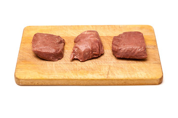 Cooked Ostrich meat steaks.