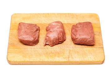 Cooked Ostrich meat steaks.