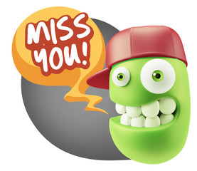 3d Illustration Laughing Character Emoji Expression saying Miss