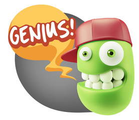 3d Illustration Laughing Character Emoji Expression saying Geniu
