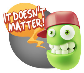 3d Rendering Smile Character Emoticon Expression saying It Doesn