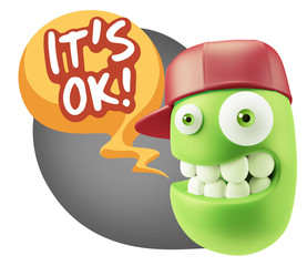 3d Illustration Laughing Character Emoji Expression saying It's