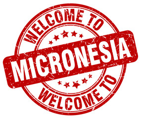 welcome to Micronesia red round vintage stamp
